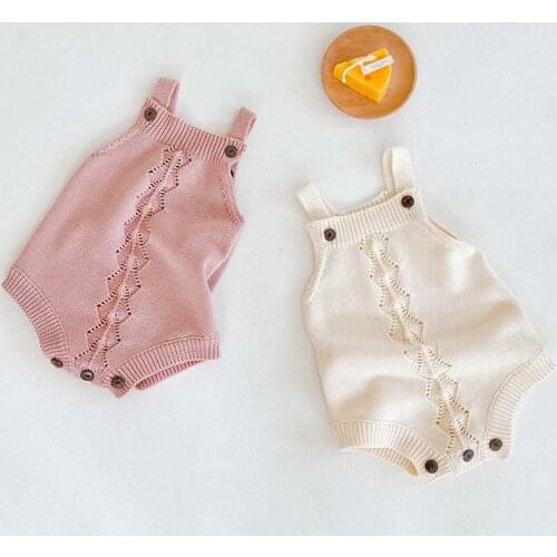 Newborn Baby Bodysuits Autumn Sleeveless Infant Boys Girls Knitted Jumpsuits Clothes Candy Color Toddler Sweaters Body Top