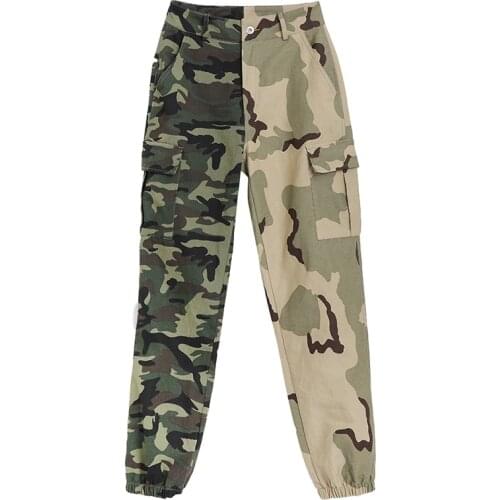 NEWDISCVRY New Spring And Summer Full Length Cargo Pants Poclet Green Camouflage Full Length Female Trousers Fashion Streetwear