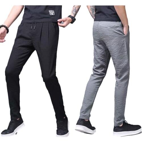 Mens Autumn Long Pant Men Cool Mesh Casual Trousers Male Jogging Breathable Business Air Condition Streetwear 2021