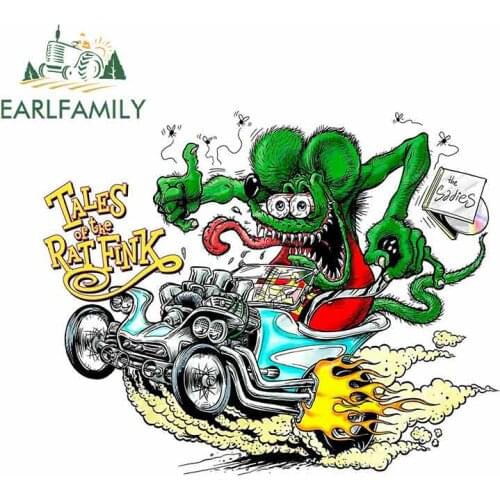 EARLFAMILY 13cm x 10.4cm For Rat Fink Personality Creative Stickers Repair Sticker Car Truck Decal Simulation Fun Vinyl Car Wrap