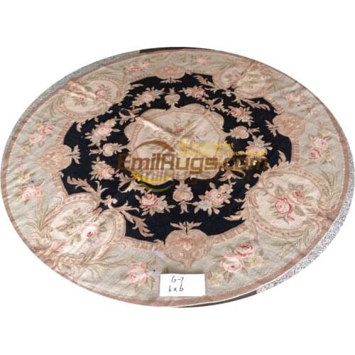 Entirely Handmade Needlepoint New Price French Needlepoint 100% Wool Floral round Carpet Knitted Sofa Floor Use Art Carpet