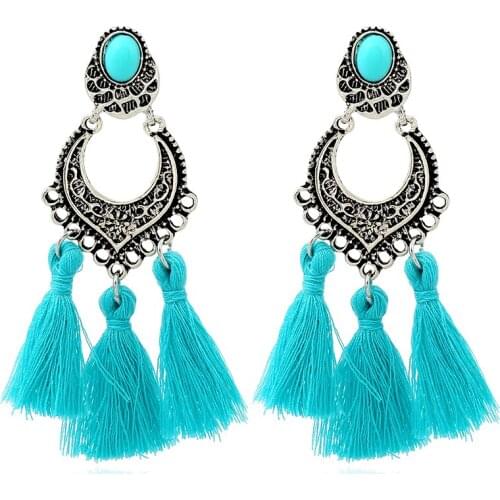 Ethnic Vintage Trendy Drop Fringe Earrings Statement Bohemia Tassels Dangle Fringed Earrings For Women Brincos