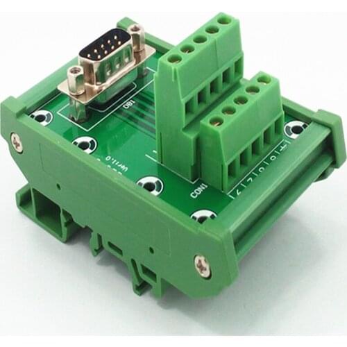 D-SUB DB9 DIN Rail Mount Interface Module Male Header Breakout Board, Terminal Block, Connector