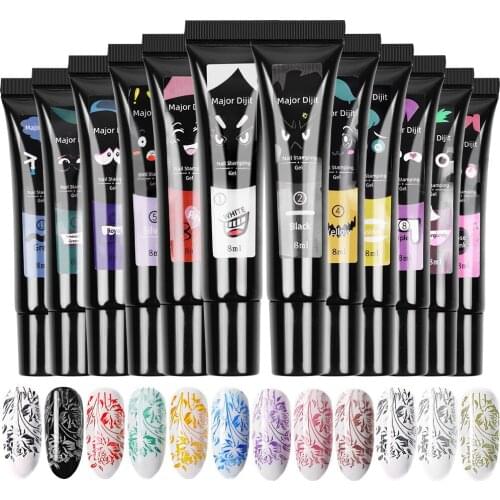 New Nail Stamping Gel Polish 8ml 12 Colors Stamp Print Oil UV Gel varnish Soak Off Varnish for Nail Art Stamping Plate