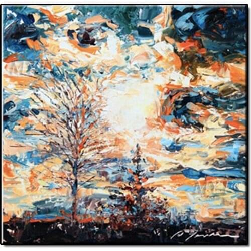 Thick Textured Colorful Abstract Tree Knife Oil Painting 100% Hand Painted Unframed Oil Paintings On Canvas Wall Art Decoration