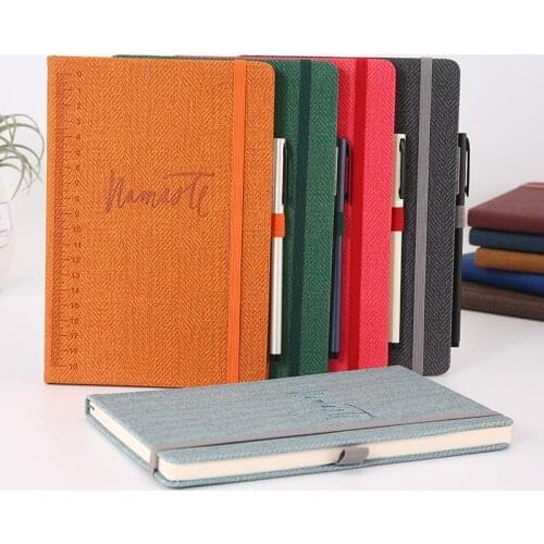 Classic office school hardcover PU leather strapped ledger A5