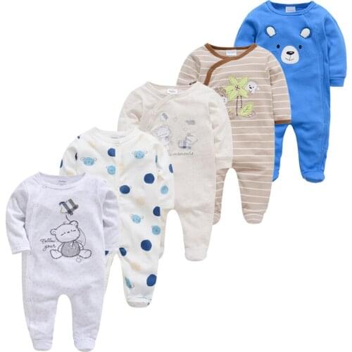 2019 New Baby Boy Girl Clothes 5Pcs/set Animal Cartoon Baby Girl Rompers 3 6 9 12M Outfits Knitted buzo bebe Cotton Jumpsuit