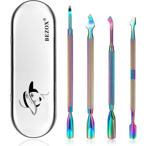 Nail tools set color titanium manicure 4 sets stainless steel dead skin push steel push gradual rust real nail products