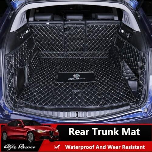 QHCP Rear Trunk Mat Car Boot Tray Sheet Pads Microfiber Leather Cargo Liner Cushion Carpet Anti-dirty Fit For Alfa Romeo Stelvio