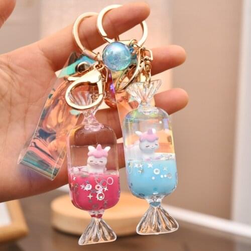 Creative Cartoon Acrylic Into Oil Candy Shape Little Pony Keychain Car Bag Pendant Floating Animal Key Chain Girl Keyring Gift