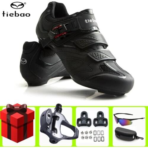 Tiebao Road Cycling Shoes Sapatilha Ciclismo Black Self-Locking Breathable Men Sneakers Zapatillas Sports Bicicleta