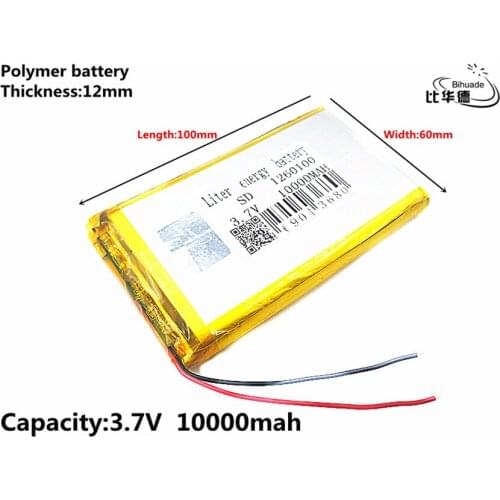 Liter energy battery Good Qulity 3.7V,10000mAH 1260100 Polymer lithium ion / Li-ion battery for tablet pc BANK,GPS,mp3,mp4