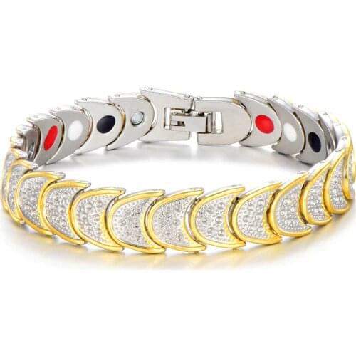 New Fashion Mens Magnetic Germanium Bracelet Bangle for Women Remnant Moon Design Bio Energy Health Male Jewelry