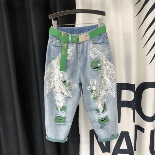 MIUXIMAO Women's Jeans With Embroidery