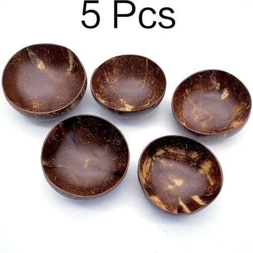 Trend Natural Coconut Bowl set Spoon Fruit Salad Noodle Rice Bowl Wooden Creative Coconut Shell Smoothie bowl Tableware kitchen