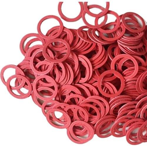 New 150 Pcs/Set Red Steel Paper Washer Plain Washer Kit Insulating Washer Screw Fastener Sump Plug General Repair Seal Ring Set