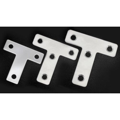 5pcs T-shaped Flat Bracket stainless steel connector Plain Angle joints T type Board Support Corner Brace 40/50/60mm w/screws