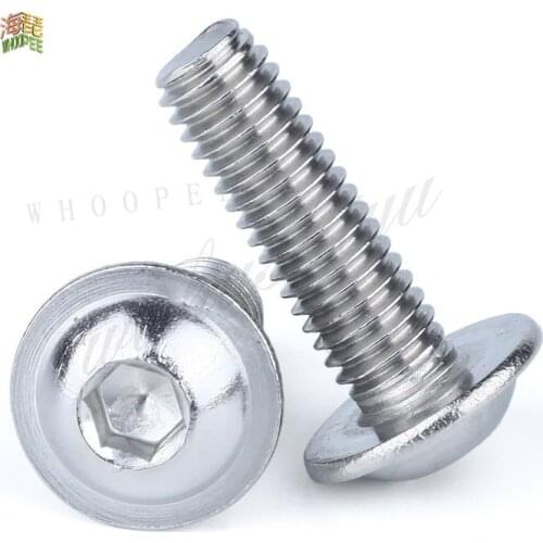 5-50Pcs M3 M4 M5 M6 M8 M10 304 Stainless Steel Half Round button Flange Head with Washer Inner Hex Socket allen Screws Bolt
