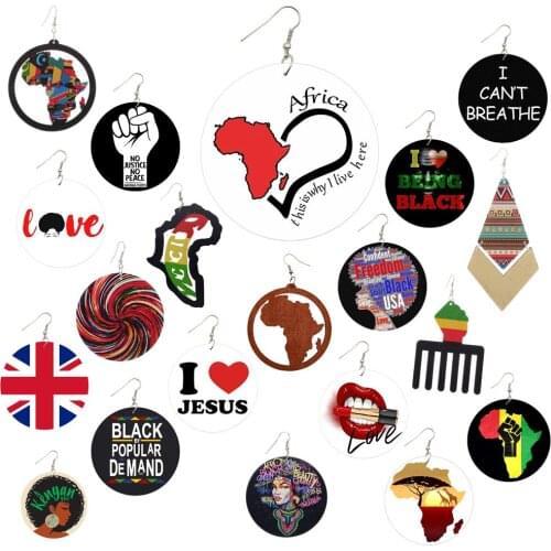 Roform Wholesale price Lot Mixed Random good quality Africa wooden earrings Map Brincos Pendant Gifts for Women
