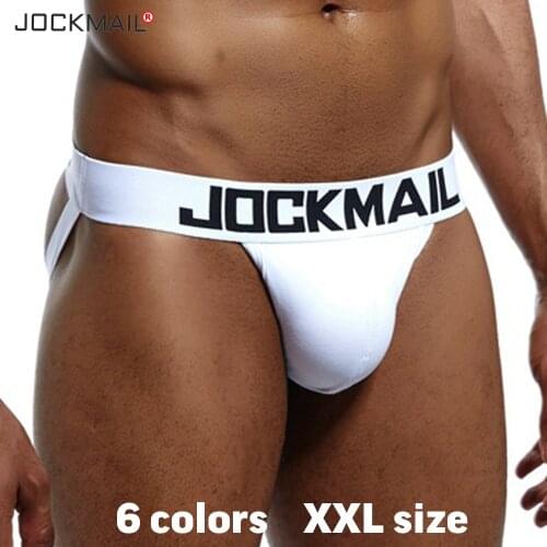 JOCKMAIL Tanga Hombre Cotton Sweat-absorbent Sexy Dress Erotic Porno Men Foreign Trade Underwear GAY Jockstrap 6 Colors XXL Lot