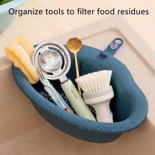 Triangular Drain Basket Kitchen Sink Strainer Drain Vegetable Fruit Drainer Basket Sponge Rack Organizer Sink Anti-block Filter