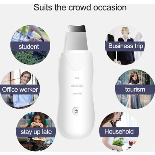 Ultrasonic Skin Scrubber Vibration Face Spatula Blackhead Remover Facial Scrubber Shovel Clean Cavitation Peeling Facial Lifting