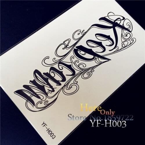 Hot Sale Temporary Arabic tattoos For Men and Women YF-H003 Keep Calm Letters Fake temporary 3d tattoos Large Black Arm Sleeve