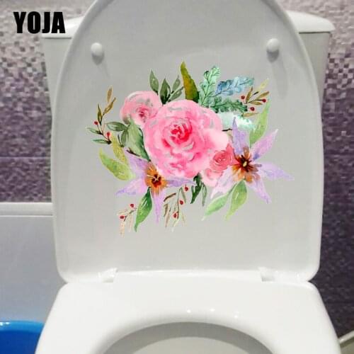 YOJA 23.6X19.8CM Pink Watercolor Flower Living Room Wall Sticker Toilet WC Decoration Decal T1-1807
