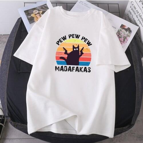 Pew Madaeakas Cute Cat T-shirts Woman Short Sleeve Summer Lady Clothes Hip Hop 2021 New Oversize Tees Tops Casual Fashion Female