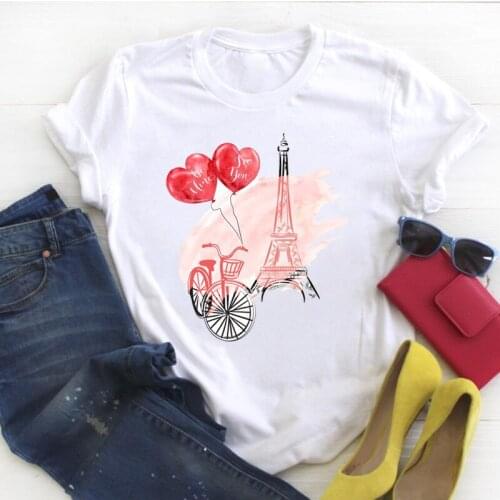 Women Love Cartoon Valentine Cute Fashion Print Summer T Tee Ladies Female Top Shirt Clothes Tshirt Womens Graphic T-shirt