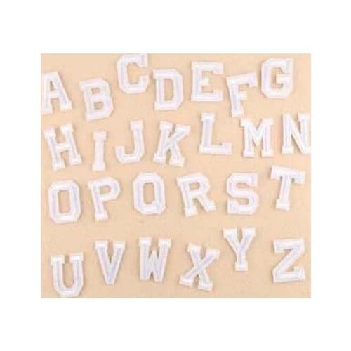 10 same pcs/lot White Embroidered Alphabet Letters Clothes Patch