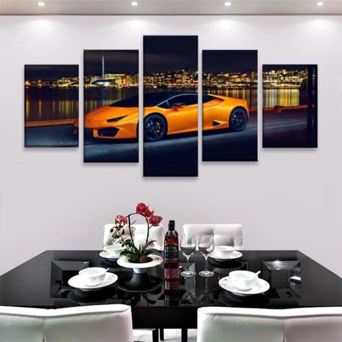 5 Pieces Canvas Painting Car Picture Sports Car Lamborghiny Art Poster Livingroom Wall Decoration New Calligraphy Painting Print