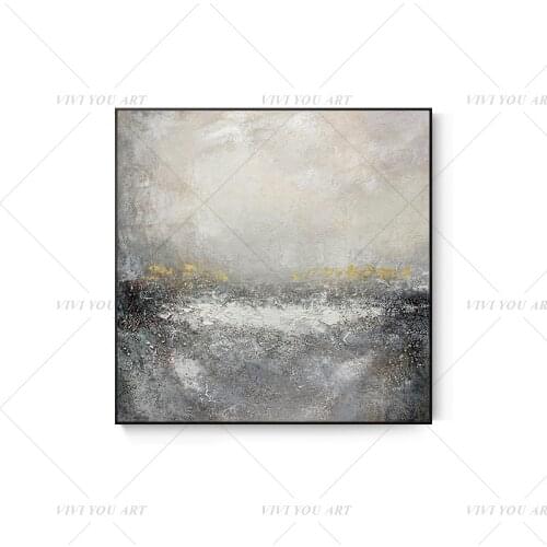 100% Handmade Gray Black Sand Gold Abstract Painting Modern Art Picture For Living Room Modern Cuadros Canvas Art High Quality