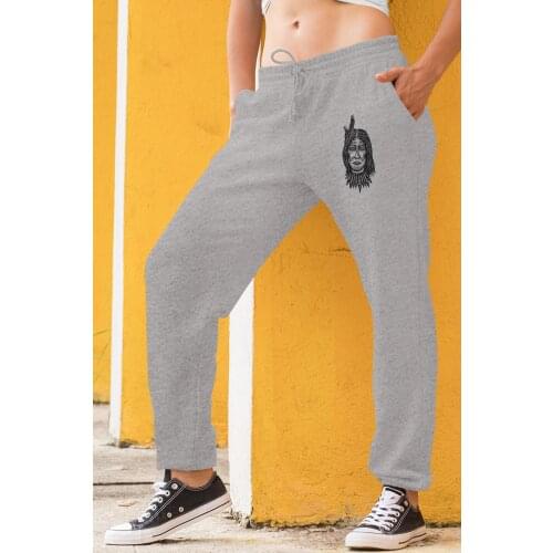Angemiel Wear Indian Skull And Crossbones Gray Women Sweatpants