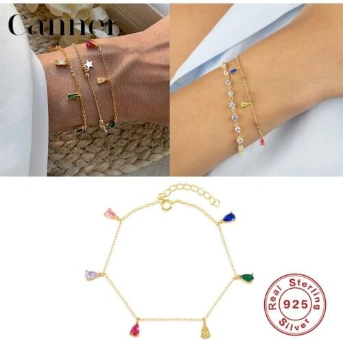 Canner 2021 Trend 925 Sterling Silver Bracelets Colorful Summer Bracelets For Women Charm Jewelry Mother Gift Bijoux Pulsera W5