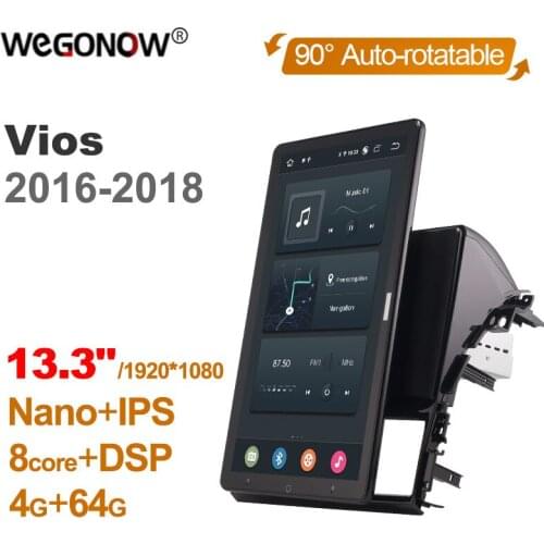 Tesla style PX6 Android 10.0 Car Multimedia Player 1920*1080 Rotatable IPS Navigation GPS For Toyota Vios Yaris XP150 2013-2020