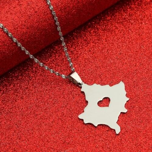 Kosovo Map Pendant Necklace Gold Color Kosoves Heart Chain Jewellery