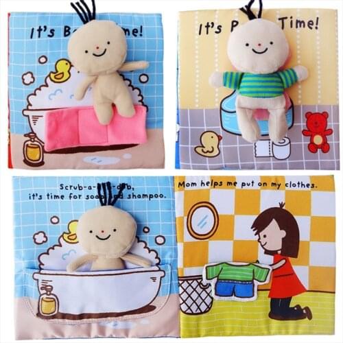 Baby Cloth Book of Bath Potty baby early education puzzle cloth book for 0-1-3 years old children