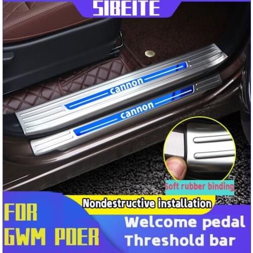 Welcome Pedal Cover FOR GWM POER Threshold bar Stainless steel protection decoration FREE SHIPPING