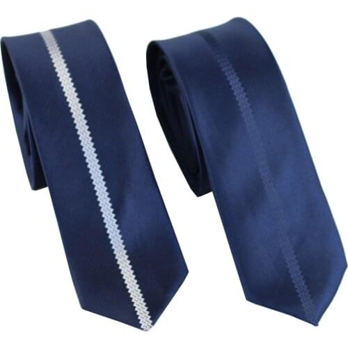 Coachella Ties Panel Vertical Stripes Necktie Microfiber Navy Blue Skinny Tie
