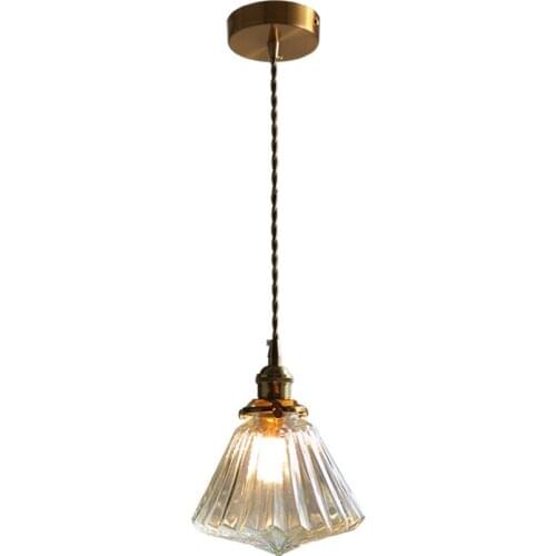 Industrial Loft Decor Vintage Pendant Light LED Copper Glass Hanging Lamp Dining Room Home Lighting Antique Droplight Luminaire