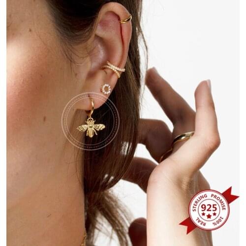 Exquisite Jewelry 925 Silver Ear Buckle Not allergic Female Pop Earrings Bee Shape Personalized Earrings Female Gifts