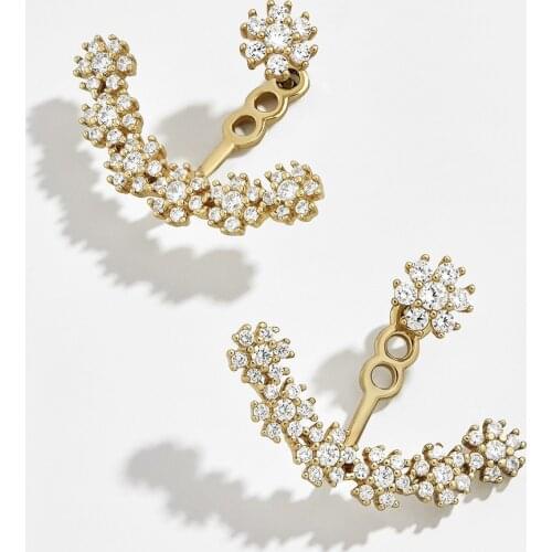 Lost Lady Rhinestone Flower Stud Earrings for Women Fashion Crystal Small Earrings Wholesale Wedding Jewelry Dropshipping Gifts