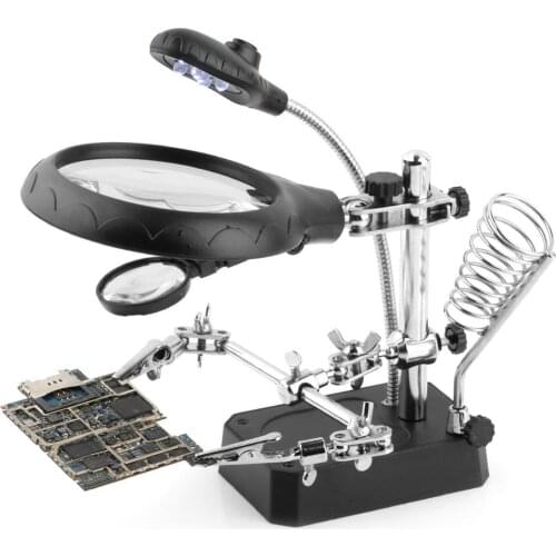 DIYFIX Welding Magnifier Magnifying Glass with 5LED Light 5X-8X Lens Auxiliary Clip Loupe Desktop Soldering Repair Tools Set