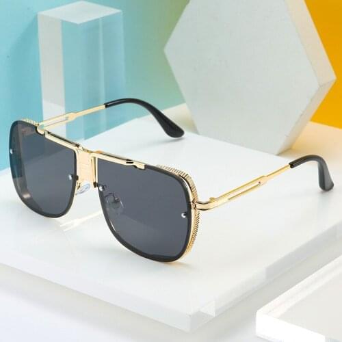 MARC Oversized Men Sunglasses Luxury Metal Punk Sun Glasses Men Trendy Brand Design UV400 Goggles Oculos Women Gradient
