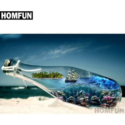 HOMFUN Full Square/Round Drill 5D DIY Diamond Painting "Bottle of the sea" Embroidery Cross Stitch 5D Home Decor Gift A01329