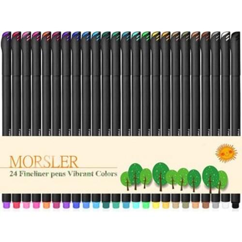 24 Colors Fine Liner Pen Set Art Marker Drawing Colorful Liquid-Ink Pens Creative Painting Pens Stationery School Supplies Hook