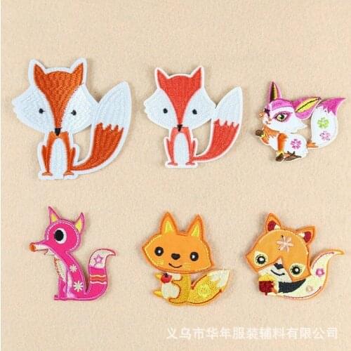 50pcs/lot Fox Squirrel Embroidery Patches Letters Clothing Decoration Accessories Diy Iron Heat Transfer Applique Cute Patch
