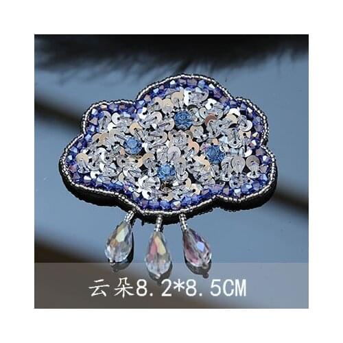 Cloud rhinestone patch beaded embroidery Lace fabric applique patches for Clothes decorative crystals patch Diy accessories