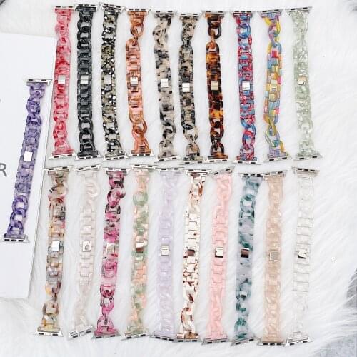 Resin Watch Strap for Apple Watch 44mm 38mm 40mm 42mm Watchband for Iwatch Series 6 SE 5 4 3 2 1 Wriststrap Bracelet Loop